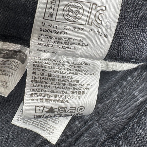 Levi's 512 Distressed Jeans Black Grunge Denim Straight Leg Men's Size 38x32 - Picture 5 of 15